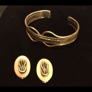 Cuff Bracelet and Clip on Earrings